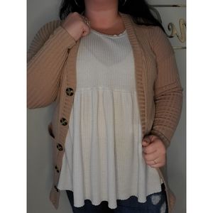 Taupe ribbed cardigan